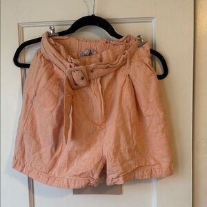 Coral High Waist Belted Shorts